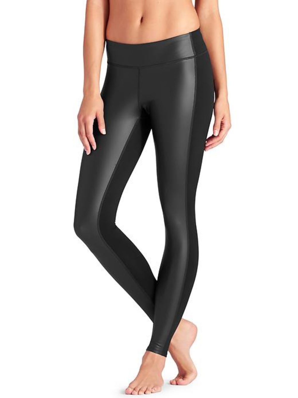 Athleta Faux Leather Panel High-Rise Leggings – Black – Size XS